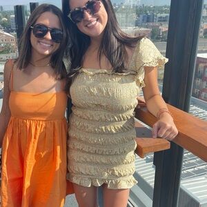 The impeccable pig yellow/multicolor spring mini dress 💛